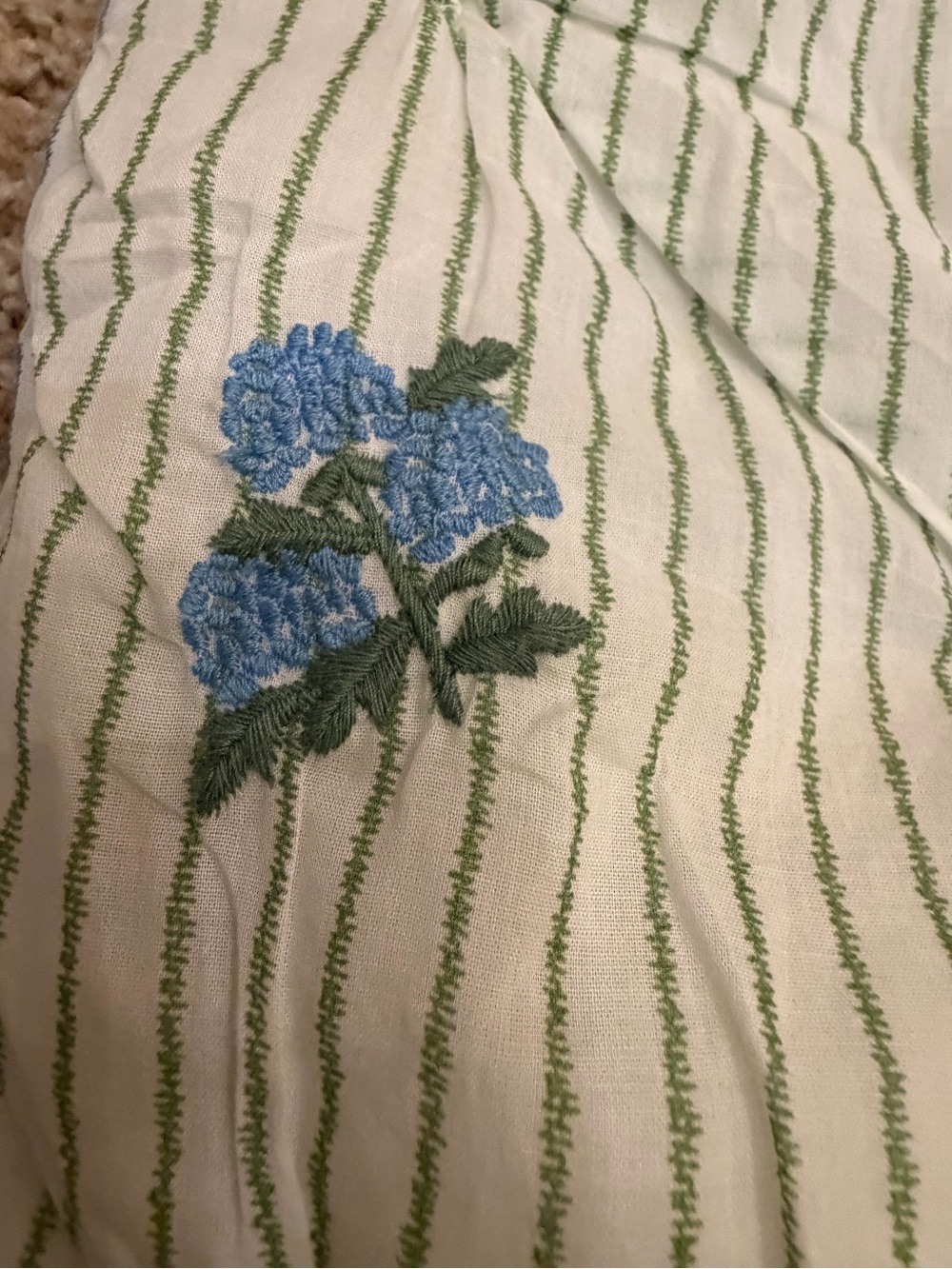 New Anthropologie Emilia Cotton Voile Floral Embroidered Euro Sham green blue - Picture 7 of 14